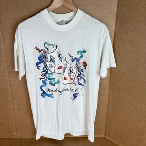 Vintage Washington DC Graphic T Shirt, XL, Sportswear II, White, Theater Masks